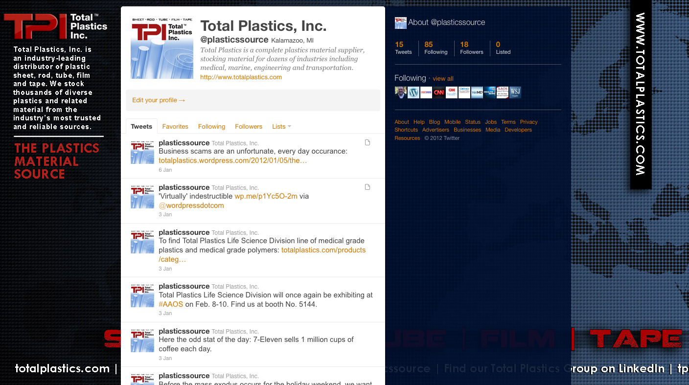 Total Plastics Twitter Page
